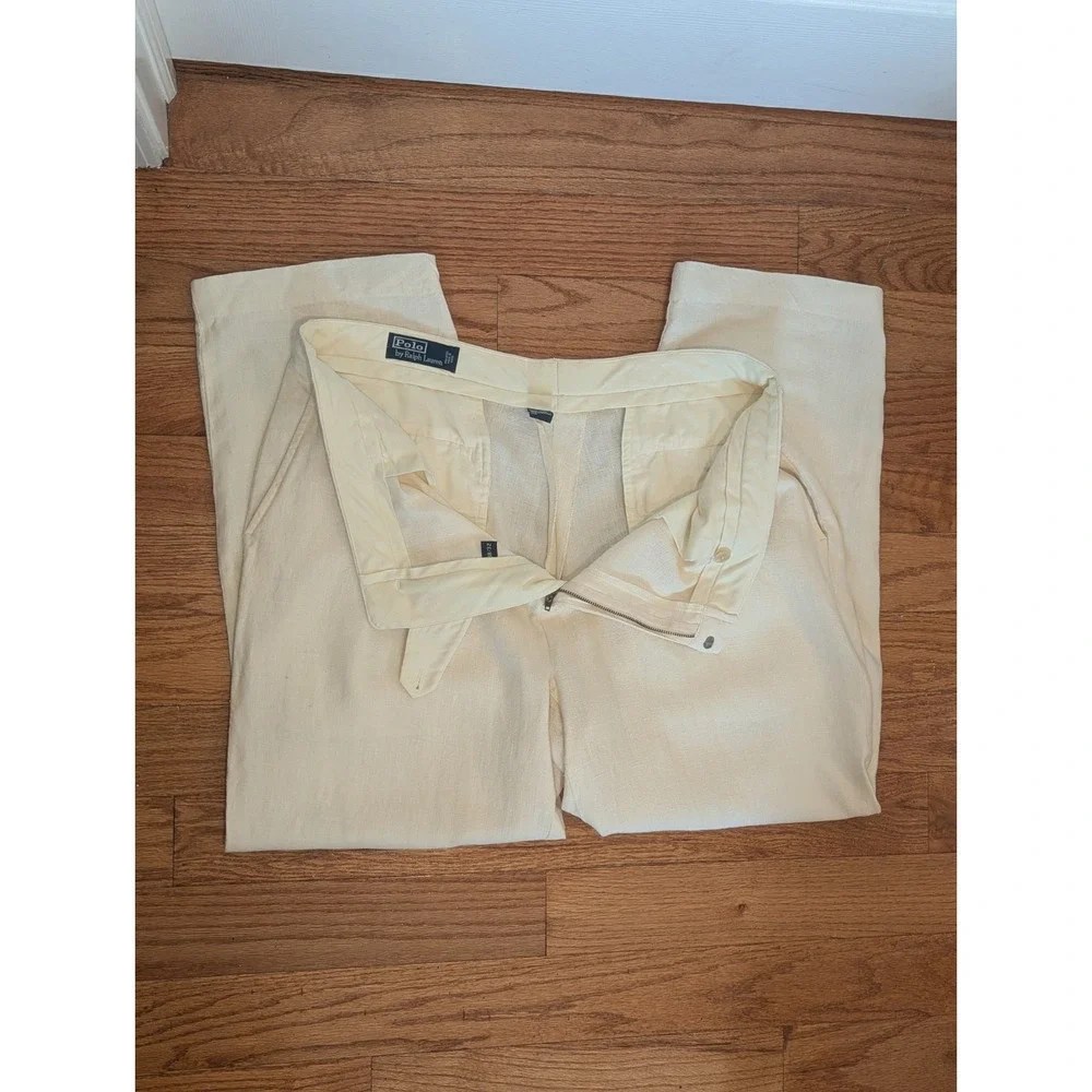 Coastal Quiet Luxury 100% Linen Pants Cream Polo Ralph Lauren 38x32